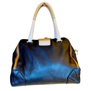 FURLA Black & White Leather Handbag, GUC